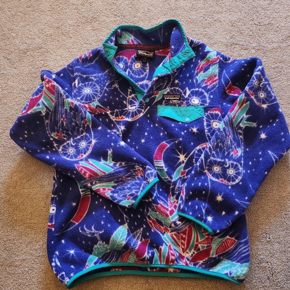 Women's patagonia synchilla fleece owl print jacket size small